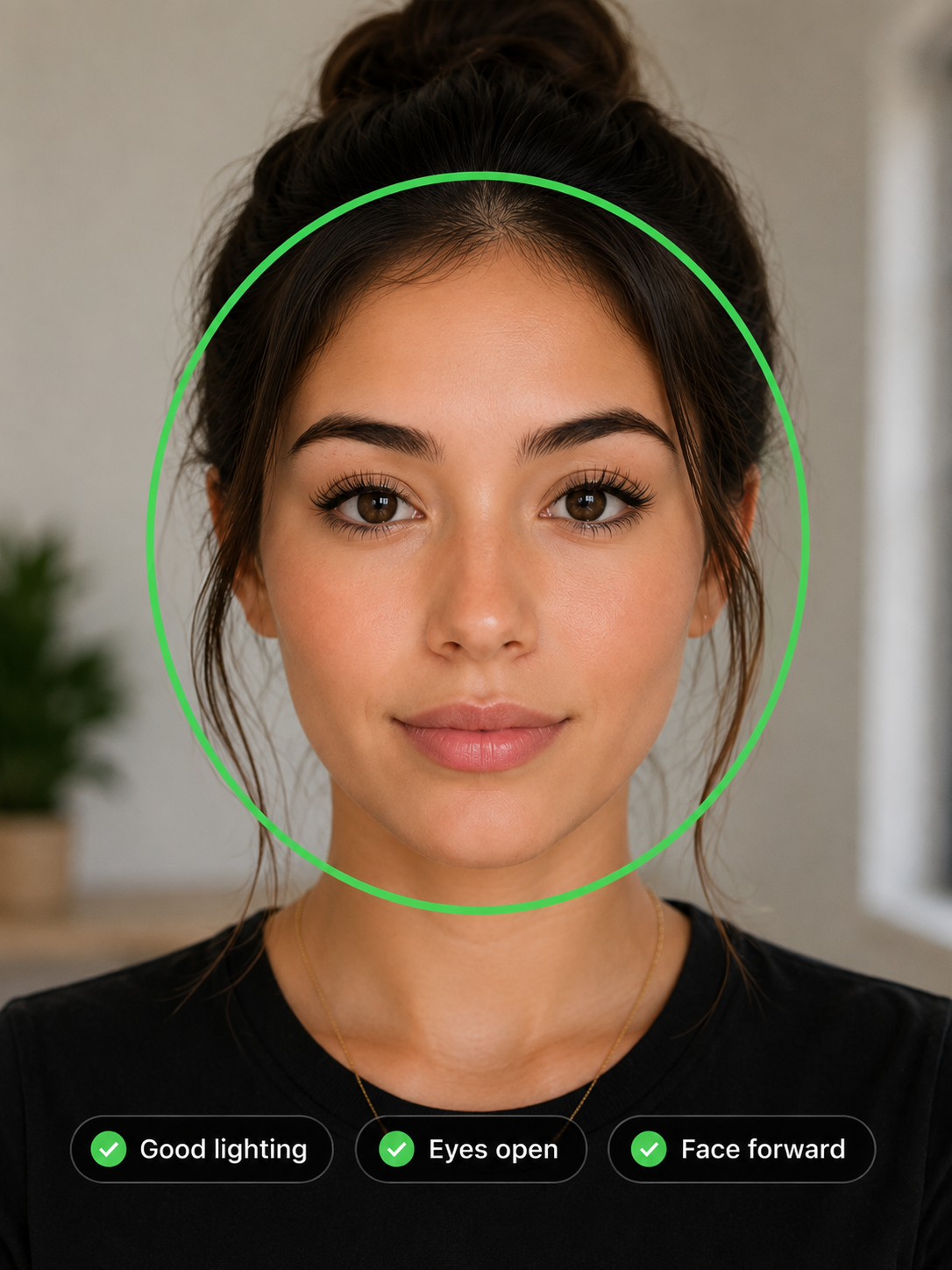 Example of a clear front-facing photo with good lighting and eyes open